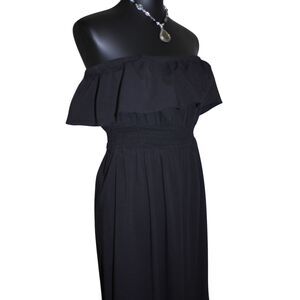 Cotton Old Navy Black Off Shoulder Ruffle Maxi Dress XS Petite